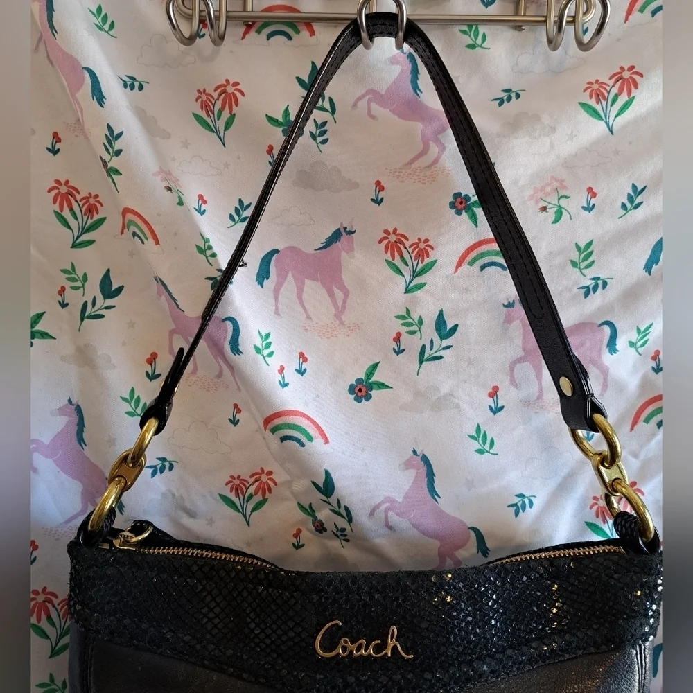 NWOT Y2K Vintage Coach Ashley Metallic Snake & Black Leather Hobo Purse Bag